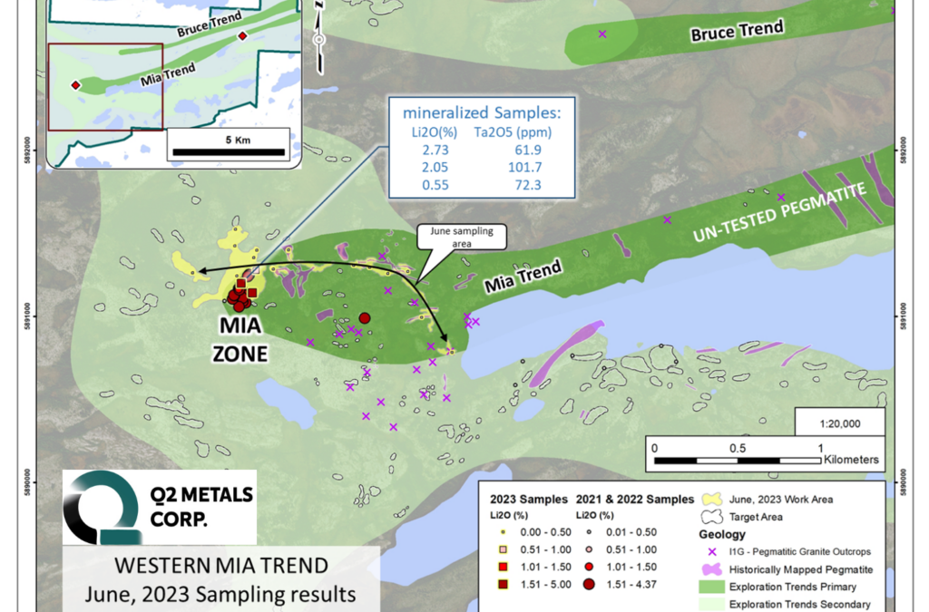 Q2 Metals Announces Sampling Results from its Abridged Work Program and Provides an Operational Update