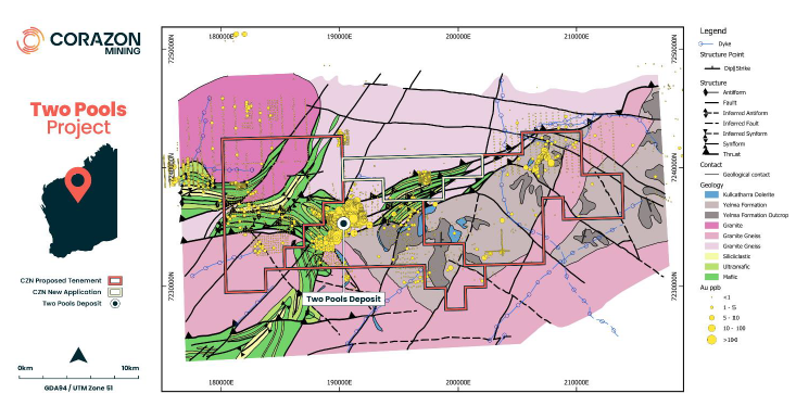 Surface Gold Anomalies Identified and Key Tenement Application Lodged at Two Pools Gold Project WA